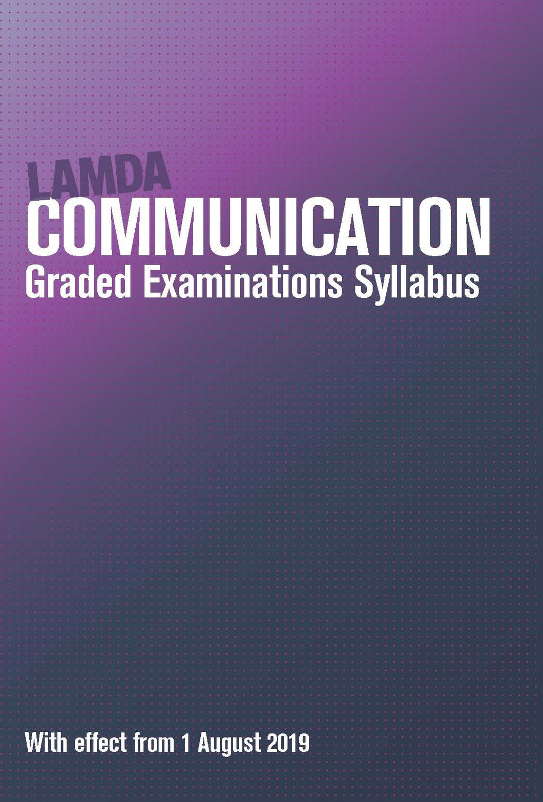 Communication syllabus - with effect from 1 August 2019